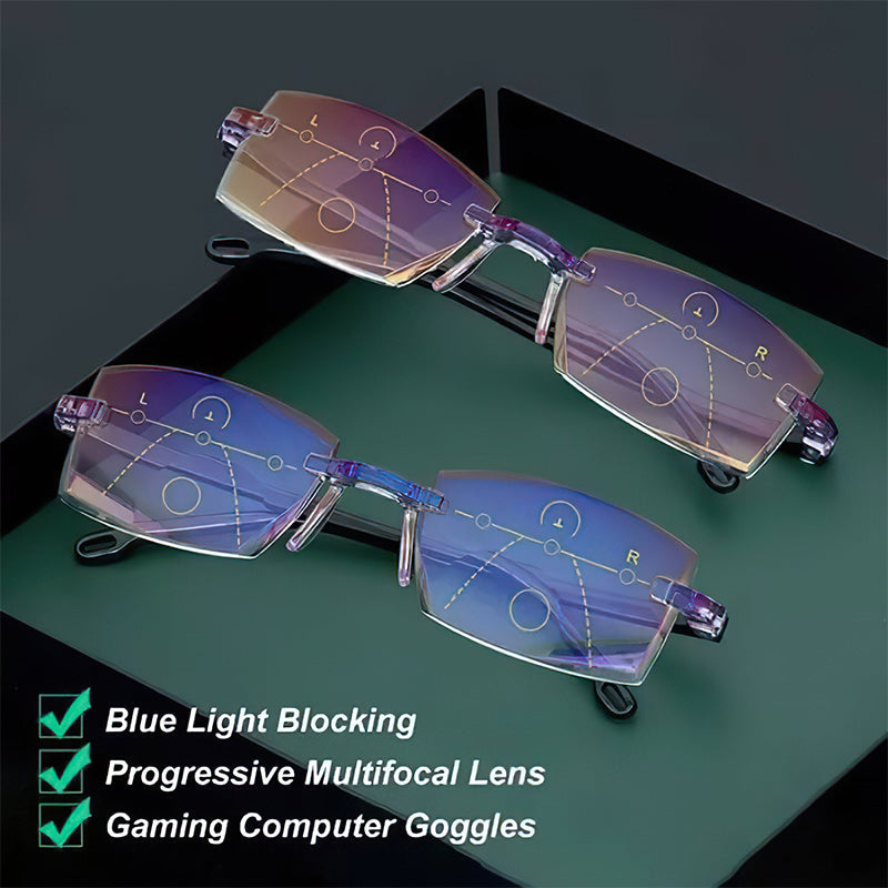 2024 New Sapphire high hardness anti blue light intelligent dual focus reading glasses