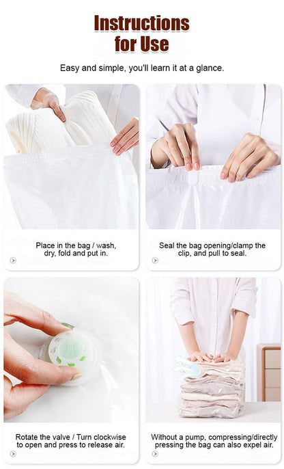 Reusable Vacuum-Free Compression Storage Bags