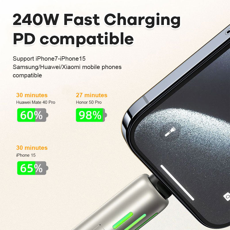 2024 new 240w 4-in-1 fast charging seven-color breathing light data cable