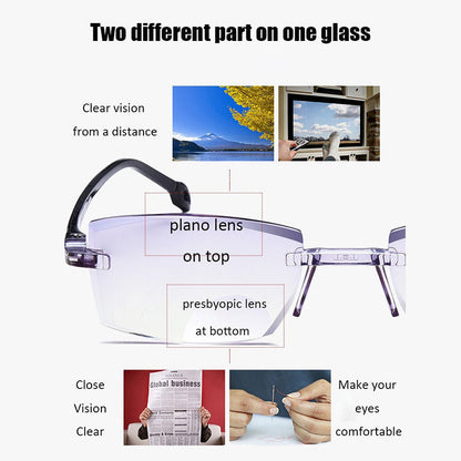 2024 New Sapphire high hardness anti blue light intelligent dual focus reading glasses